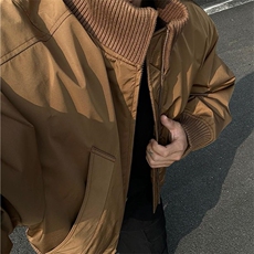 现货26春装美拉德立领飞行夹克纯色复古廓形高街棒球服外套，男装夹克，电商A486