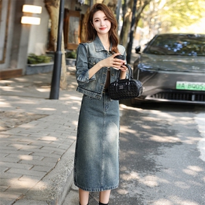 欧货复古牛仔套装裙2025春新款女洋气减龄显瘦御姐范半身裙两件套图片