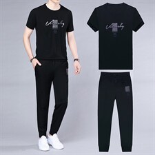 男士休闲百搭套装夏季2023新款圆领短袖t恤运动裤子两件套，男装休闲套装，电商B212（原钱塘6029）