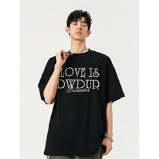 706-T6221-P48现货260克重磅夏季LOVE立体珍珠字母标语短袖T恤，男装T恤，星座706
