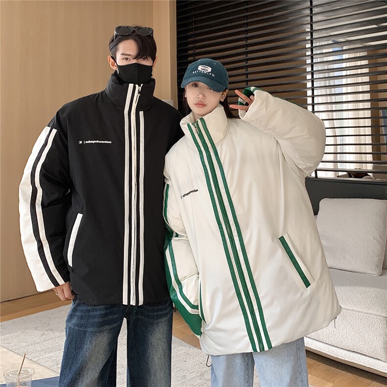 23冬季新款 PU皮拼接棉服男款外套潮牌美式情侣运动棉衣D334 P128图片