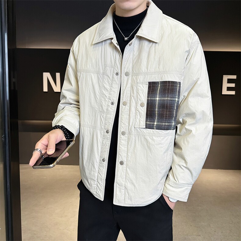 90新标2025设计款拼接翻领加厚保暖休闲羽绒服外套5883-P230,男装羽绒服,电商A413