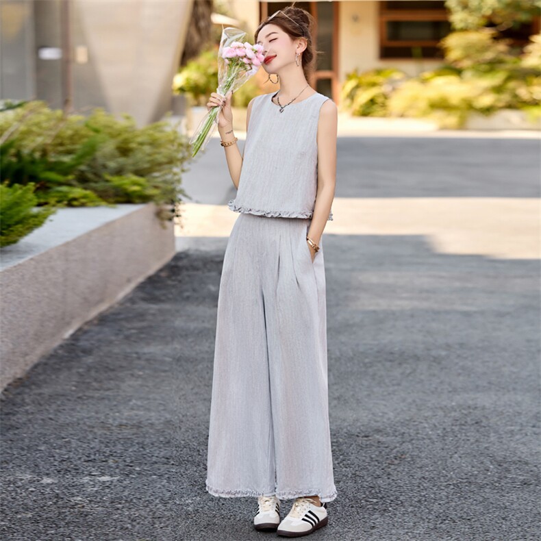 小香风套装女2025开春新款韩系超火减龄马甲九分阔腿裤穿搭一整套,女装套装/套裙,瑶迪依秀