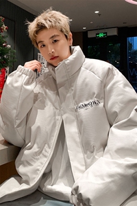 港风鳄鱼纹棉衣男手塞棉夹克PU皮棉服外套男8507P120控158图片