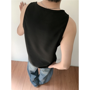 港风男装260克美式健身夏季背心坎肩纯色情侣无袖T恤汉衫S412特15图片
