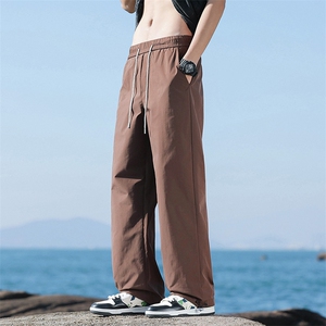 春季宽松束脚长裤户外运动防水直筒冲锋裤潮-海景-5067-P30黑色图片