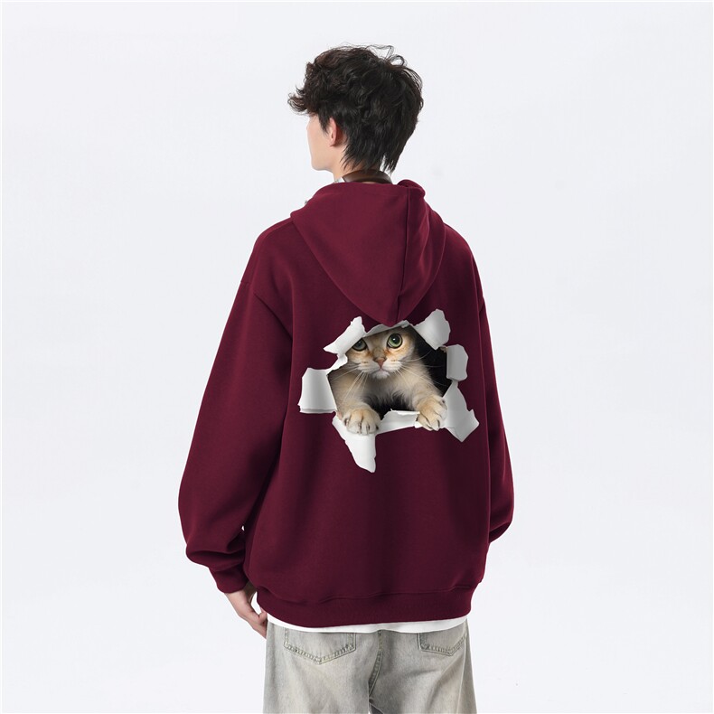 抖音品质秋季新款日系猫咪印花宽松连帽卫衣wlcm5002-特批35控59图片
