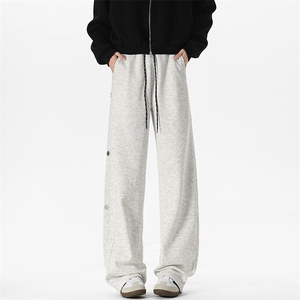 特批P32无差价秋新抖音侧边排扣运动卫裤男士潮牌阔腿裤K1979