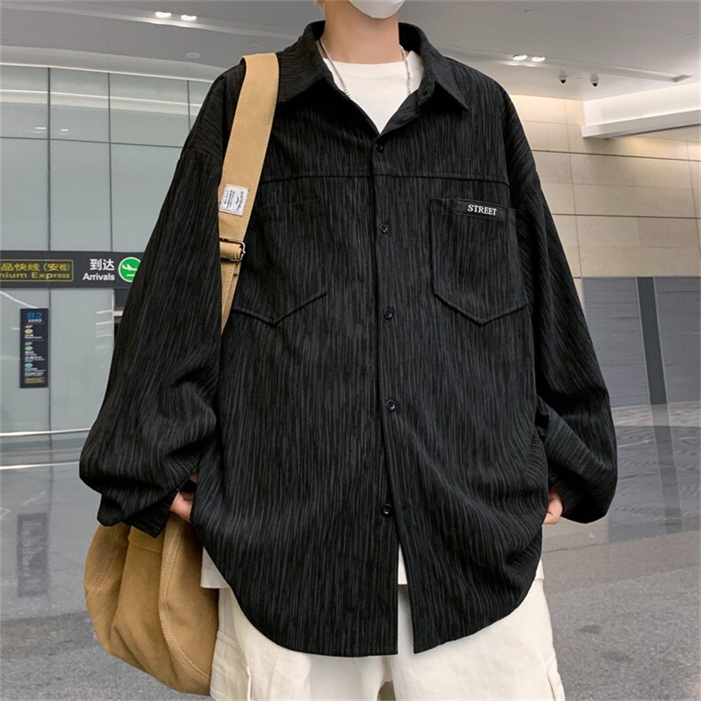 C9001/P50春装新款现货长袖衬衣男潮衬衫休闲上衣宽松大码外套男,男装衬衫,电商A141