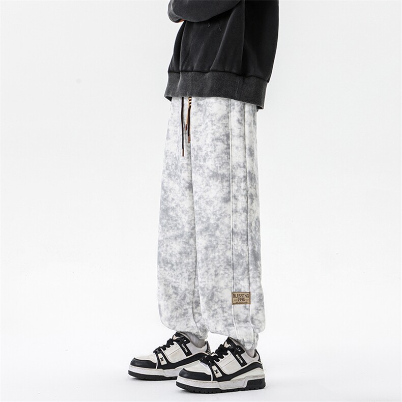 8XL-M痞帅脏脏束脚休闲卫裤男秋冬加绒加厚大码裤子KZ022特价P40,男装休闲裤,电商B312