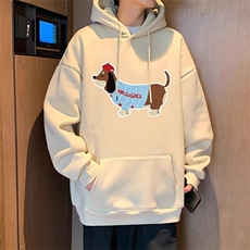 美式高街腊肠狗连帽卫衣男女秋冬新款宽松情侣外套潮WY7059-P43，女装短外套，星座208-5