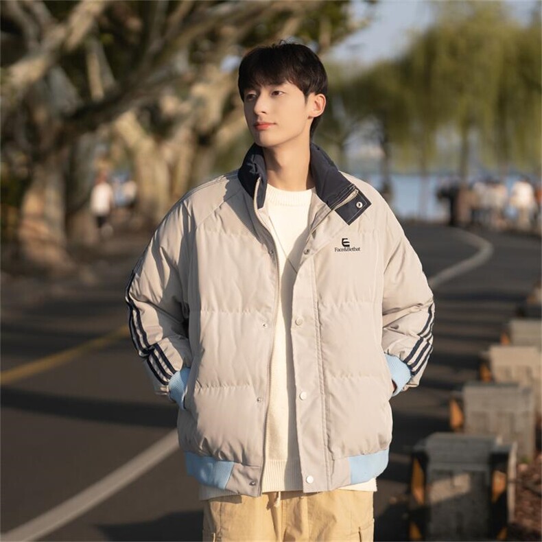 美式拼接棉服男冬季新款宽松立领面包服小个子棉衣外套8857/P105,男装棉衣,星座506