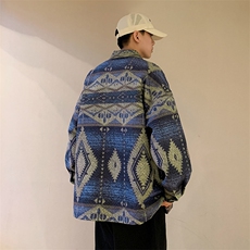 秋季新款民族风翻领夹克宽松休闲复古外套JK4401-P78，男装民族服装，星座1204