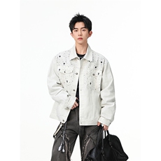 水洗牛仔外套男款春美式痞帅上衣服宽松休闲工装夹克JK1332-P98，男装工装外套，星座1103-3
