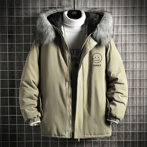 MM48072-P130 冬季大毛领棉衣男士大码加厚棉袄男棉服 网格图片