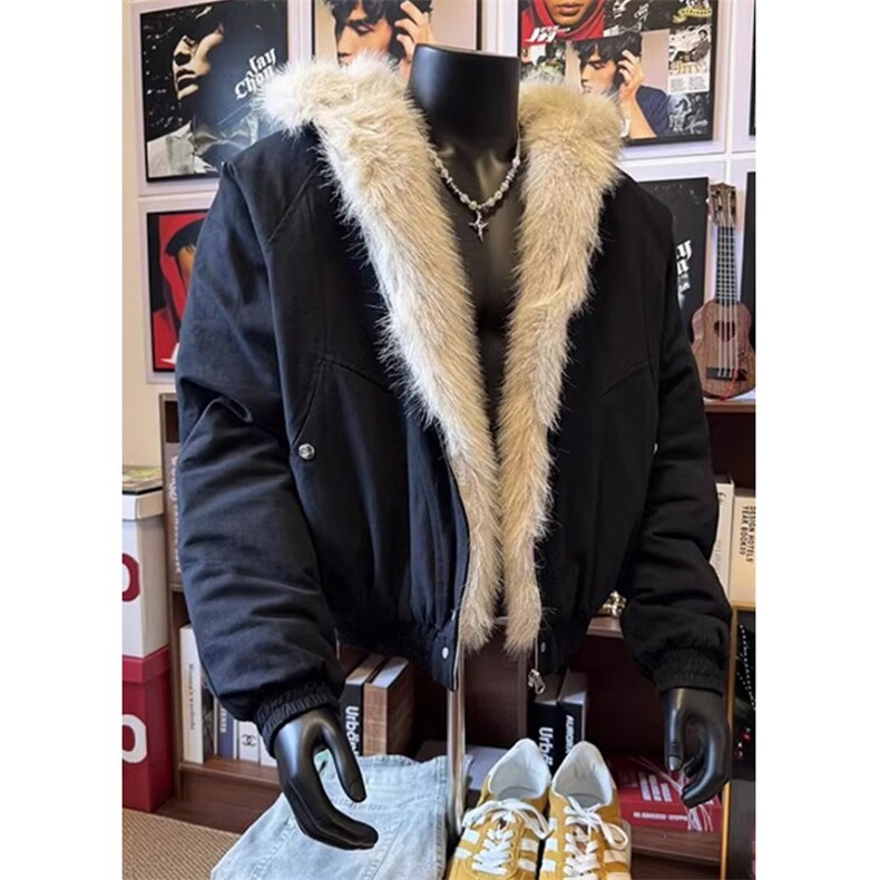 毛领加绒加厚棉服夹克男女冬季cleanfit工装外套M9925,男装夹克,星座1116A（原606A-3）