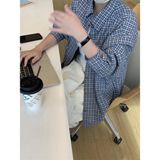 【现货】CS345LL-特P35cleanfit蓝色格子衬衫男慵懒风高级感衬衣，男装衬衫，星座1007（原301D）