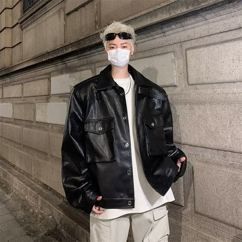 秋季新款宽松皮衣夹克男休闲百搭潮流痞帅外套JK8805-P85128，男装皮衣，星座1209-2