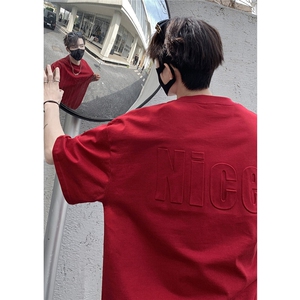 1港风前后钢印字母设计潮大码M-5XL短袖T恤男DT77795特P28控48图片