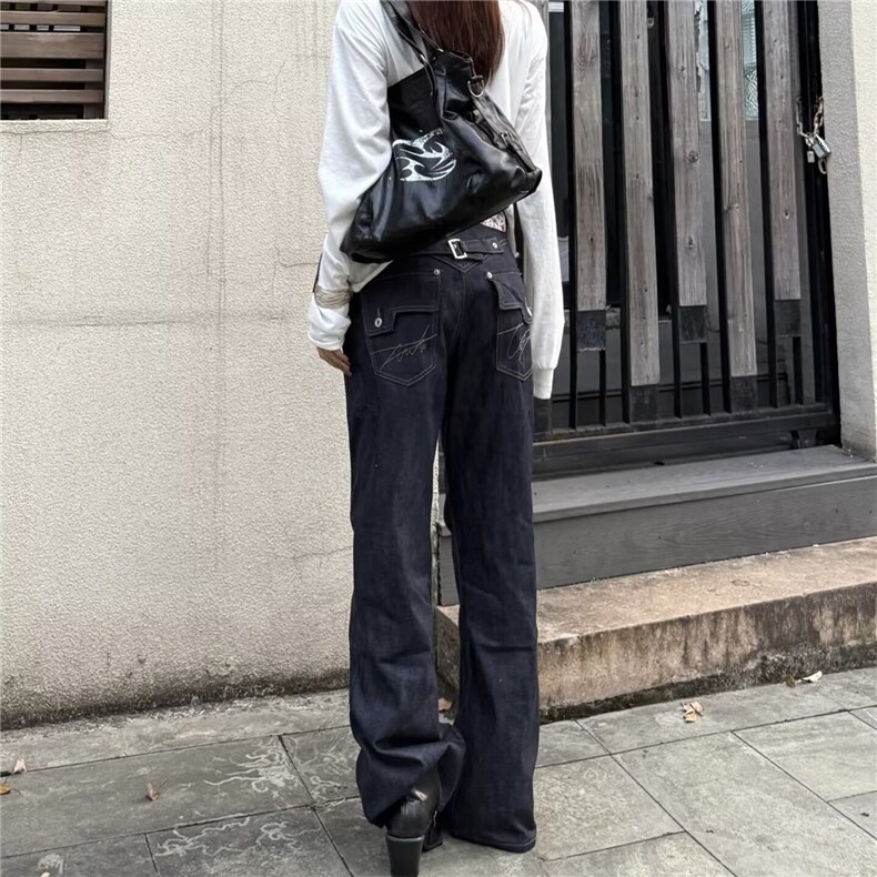 现货碎花赤耳拼接牛仔裤复古纯色简约男女生高街休闲百搭裤子潮,男装牛仔裤,星座302B