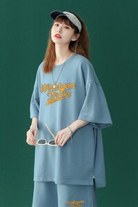 中性 2023夏季新款潮流字母印花圆领短袖T恤套装 TZ15 P50控68图片