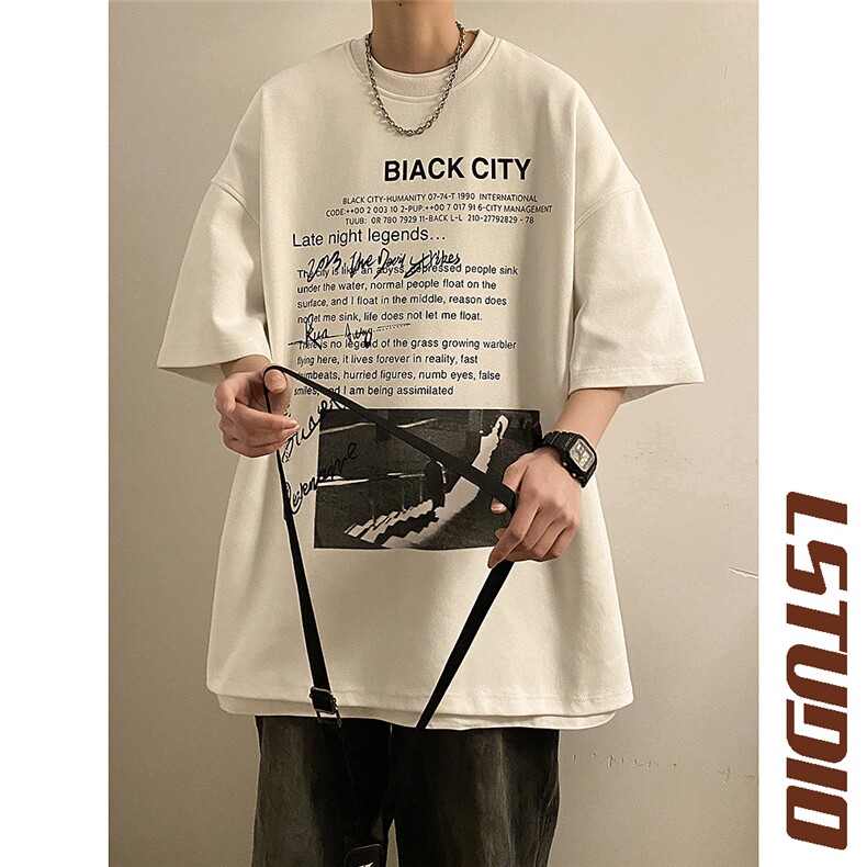 美式高街小众印花短袖男生潮流百搭宽松T恤JK23231-p35控48,男装T恤,星座605(原A050)