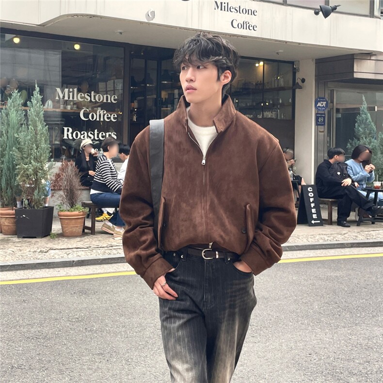 麂皮绒男士立领夹克J23/P145控185,男装夹克,电商A242