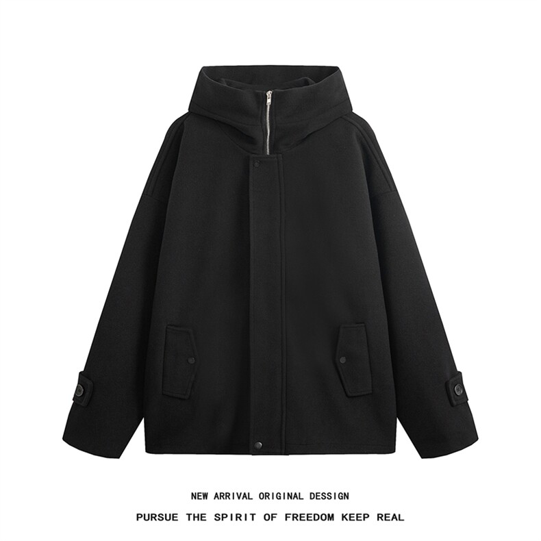 N8183/P100秋冬新款毛呢大衣高级感呢子外套高街潮牌宽松呢料上衣，男装毛呢大衣，电商A141