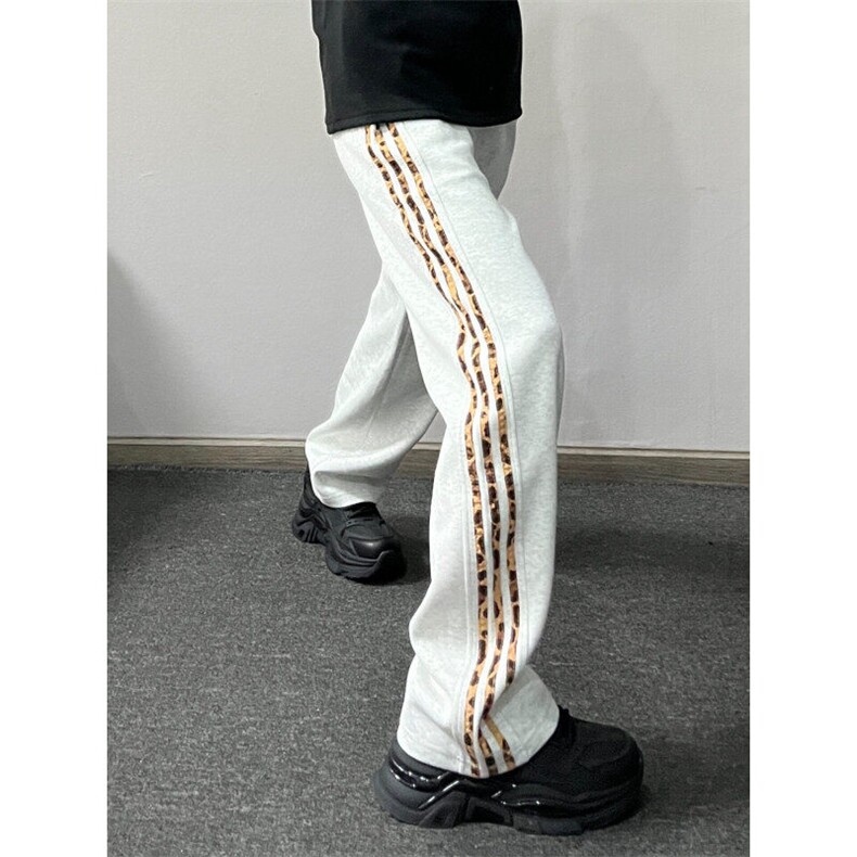 【有货】JRK83CC-特P45加绒豹纹三条杠裤子男加厚条纹卫裤,男装休闲裤,星座1007（原301D）