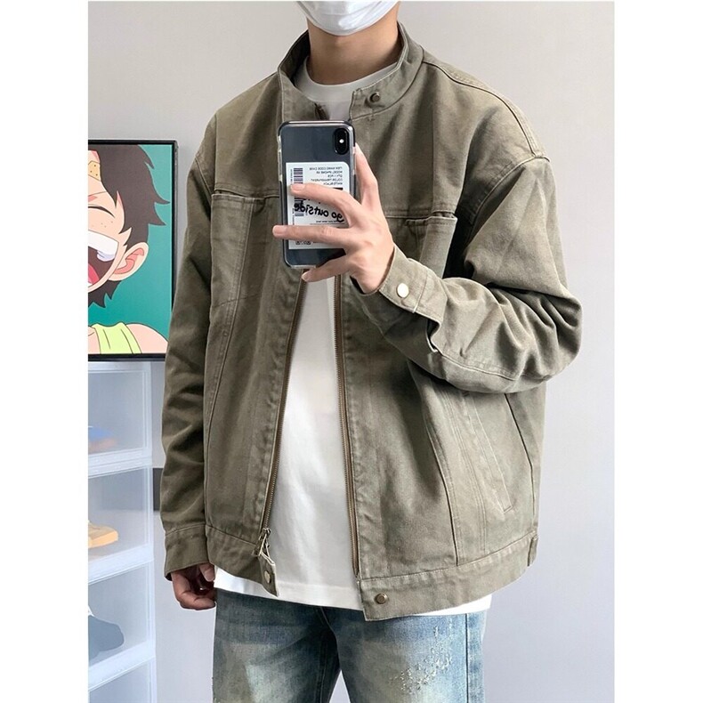 美式复古水洗帆布纯棉工装夹克宽松休闲潮流百搭拉链外套JK88690,男装夹克,星座1116A（原606A-3）
