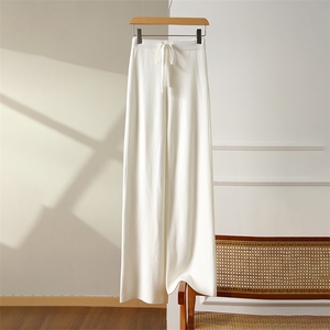 2025百搭时尚简约包芯纱四平阔腿裤，女装休闲裤，松航羊绒