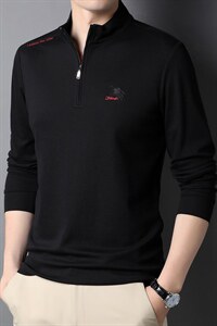 21秋季新款立领打底衫男士休闲百搭纯色T恤长袖体恤衫DS2802-P80，男装T恤，电商B212（原钱塘6029）