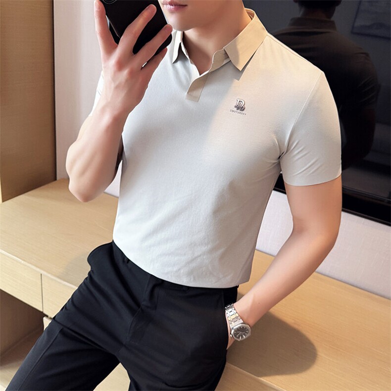 2025夏季短袖T恤翻领索罗娜冰丝无痕Polo衫762-P68,男装Polo衫,电商D342