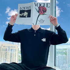 AW15/P78控108秋季社会小伙polo衫领炸街痞帅套头长袖卫衣男黑首2，男装卫衣，星座305B-1