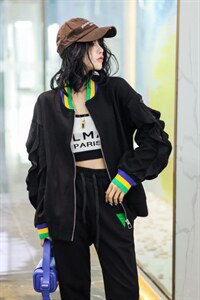 2022年新春款棒球服外套女休闲拼接棒球服时尚宽松洋气图片