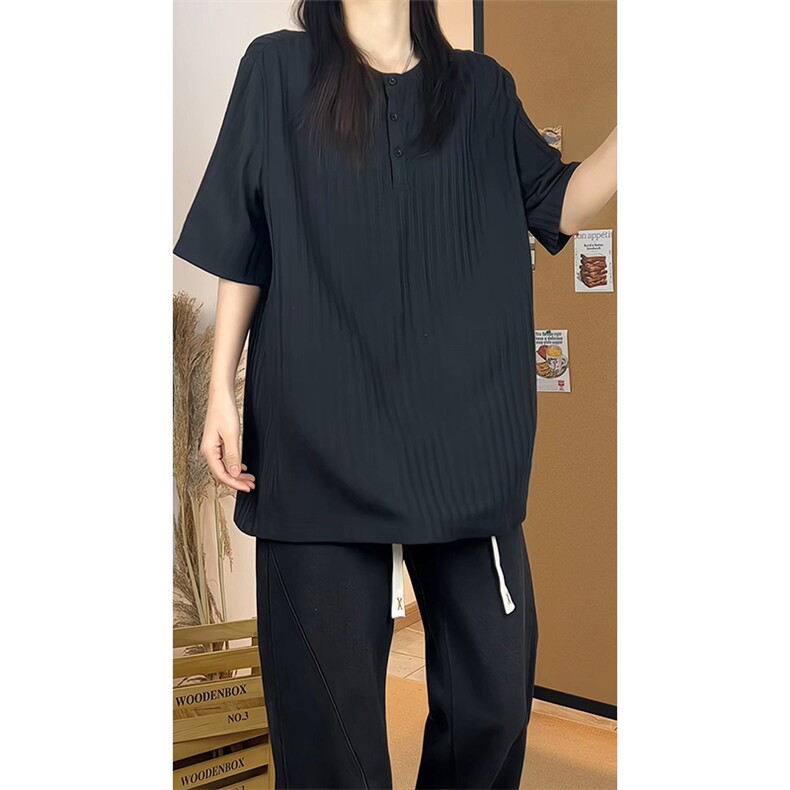 亨利领纯色简约短袖T恤男女宽松型韩版百搭休闲上衣T3697-特价P27,男装T恤,电商A007