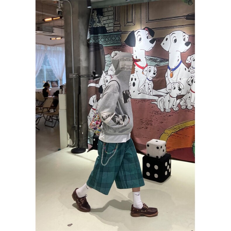 美式复古贴布印花设计连帽卫衣男女宽松开衫帽衫外套,女装短外套,四季星座505