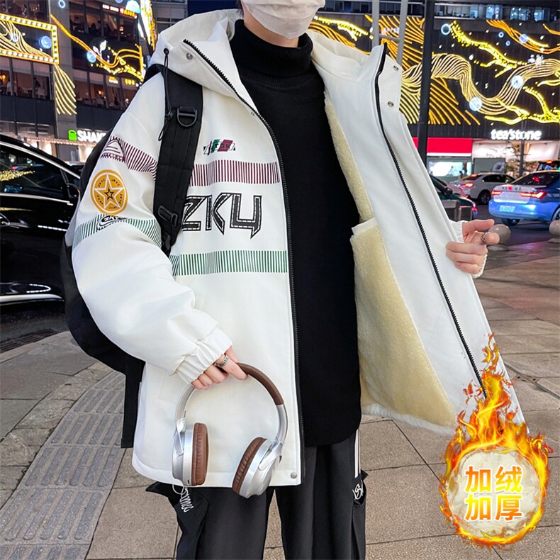 港风秋冬男士加绒加厚夹克男宽松时尚连帽棉衣男外套MY1687-P73,男装夹克,星座310B