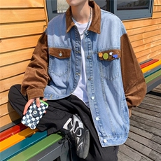 潮复古拼色夹克男美式青春流行潮流ins宽松休闲DW101-P75，男装夹克，星座1109-3