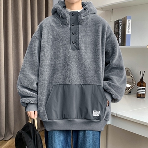 秋冬休闲羊羔绒上衣潮加绒加厚连帽卫衣外套男女 981-P90 控价128图片