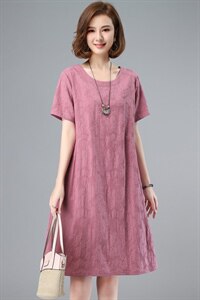 纯棉连衣裙女2024年夏季新款宽松大码遮肚子显瘦气质中年妈妈裙子图片
