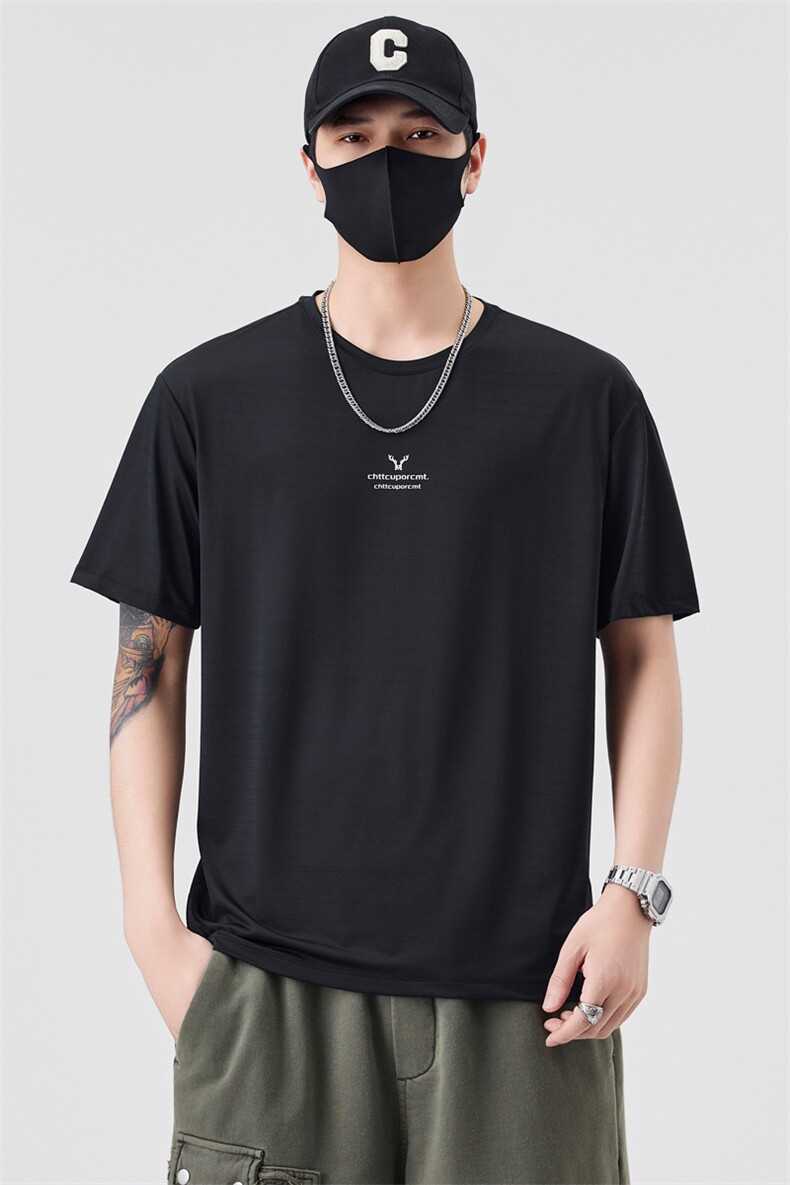 男士冰丝短袖T恤夏季百搭休闲运动圆领半袖上衣T65801-P35控69,男装T恤,电商A237