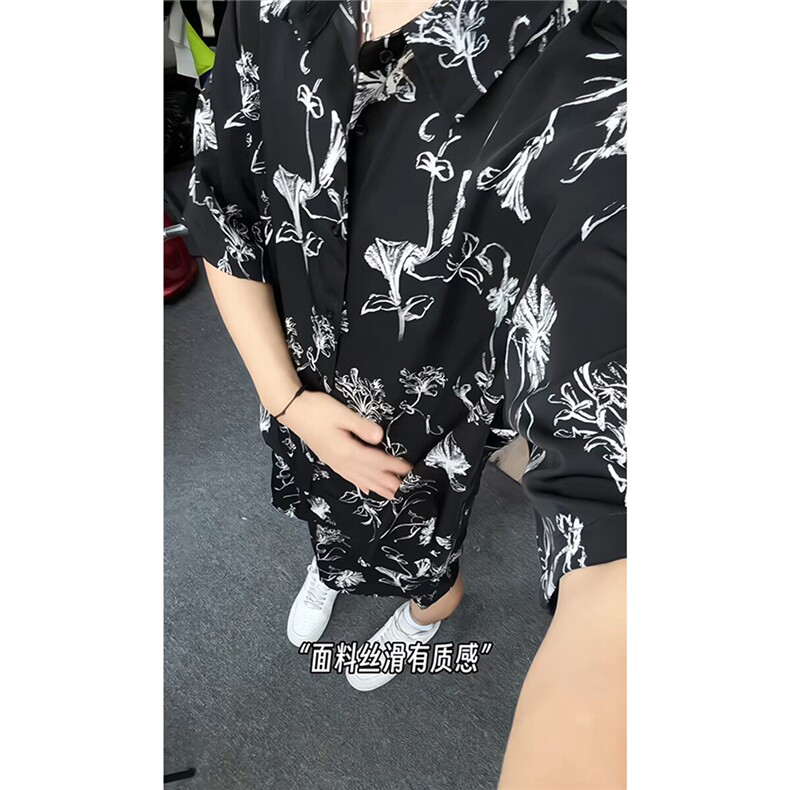 短袖衬衫男+短裤男潮流休闲套装男M-5XL大码TZ78720P50控98模特图图片