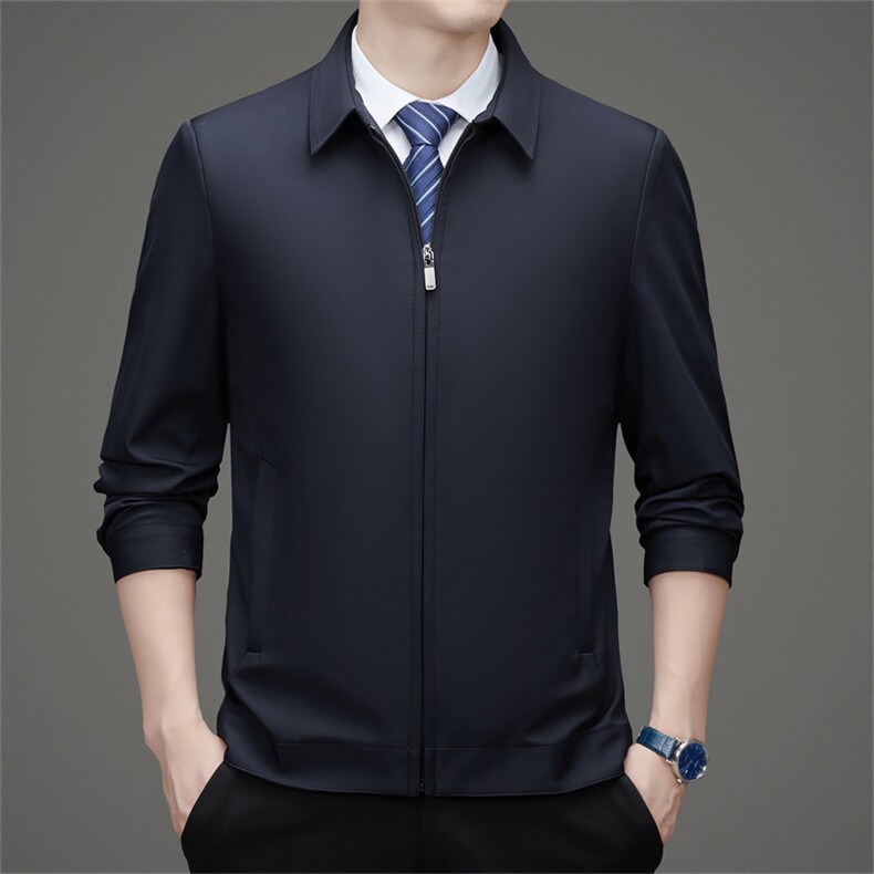 MJ3722秋冬款男士纯色夹克商务老干部外套通勤爸爸装翻领百搭男装，男装夹克，电商B360A（原721A）