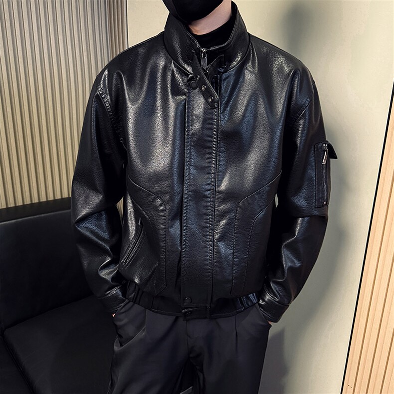 秋季新款拉链口袋机车皮衣男A368-P5812-P158,男装皮衣,电商A368