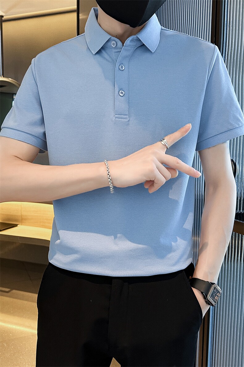 常年款品牌质量纯色光版翻领短袖polo衫男夏季t恤修身T0257-特P40,男装T恤,电商D342