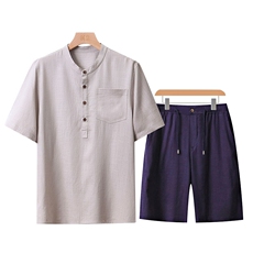 浅灰衣+藏青裤