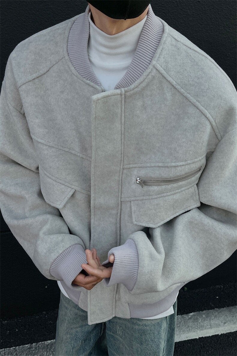 美式潮系夹棉绒毛呢外套飞行服冬季加厚棒球服棉服893P125,男装棉衣,电商A458A