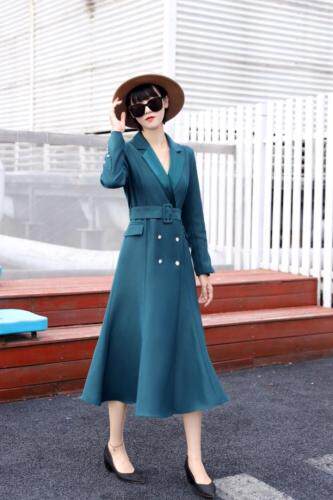 鱼尾式银丝梭织料风衣裙，女装风衣，澳洛菲