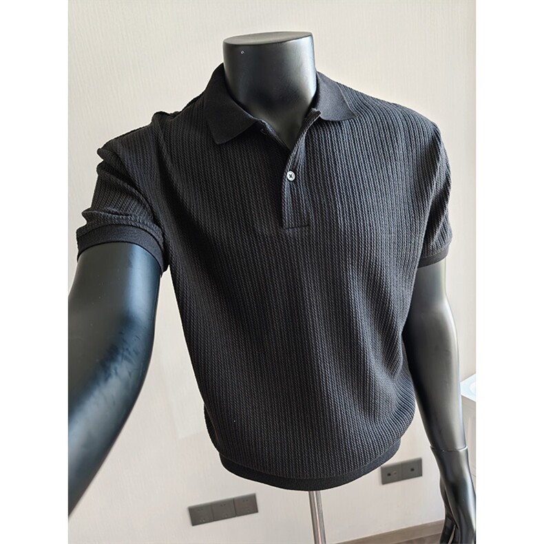 盗图老钱风假模翻领冰丝针织短袖POLO衫半截袖C51012/P58控88,男装T恤,电商A243